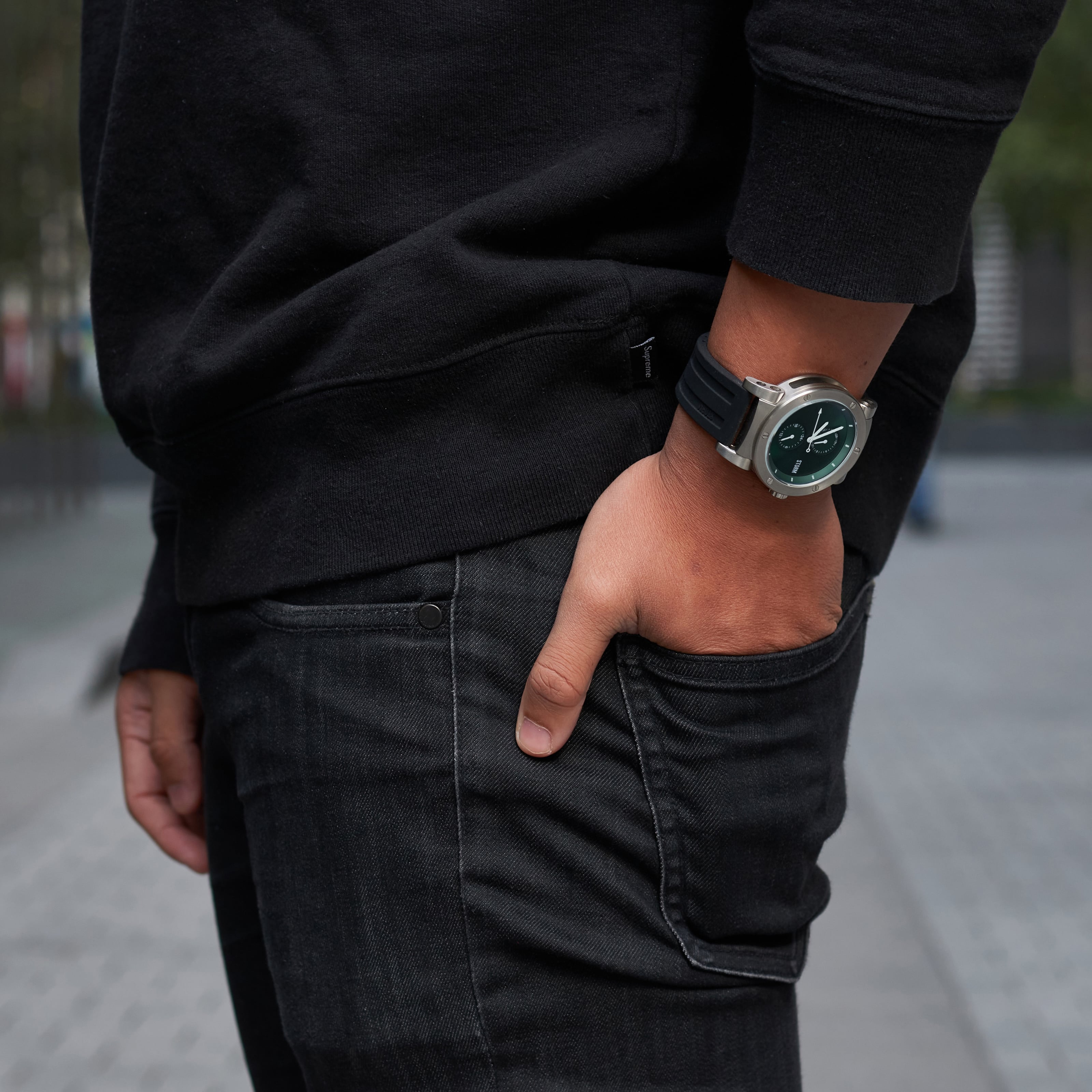 Storm Hydron V2 Orologio Uomo, Cassa Acciaio Spazzolato, Cinturino In Gomma Ardesia, 50m