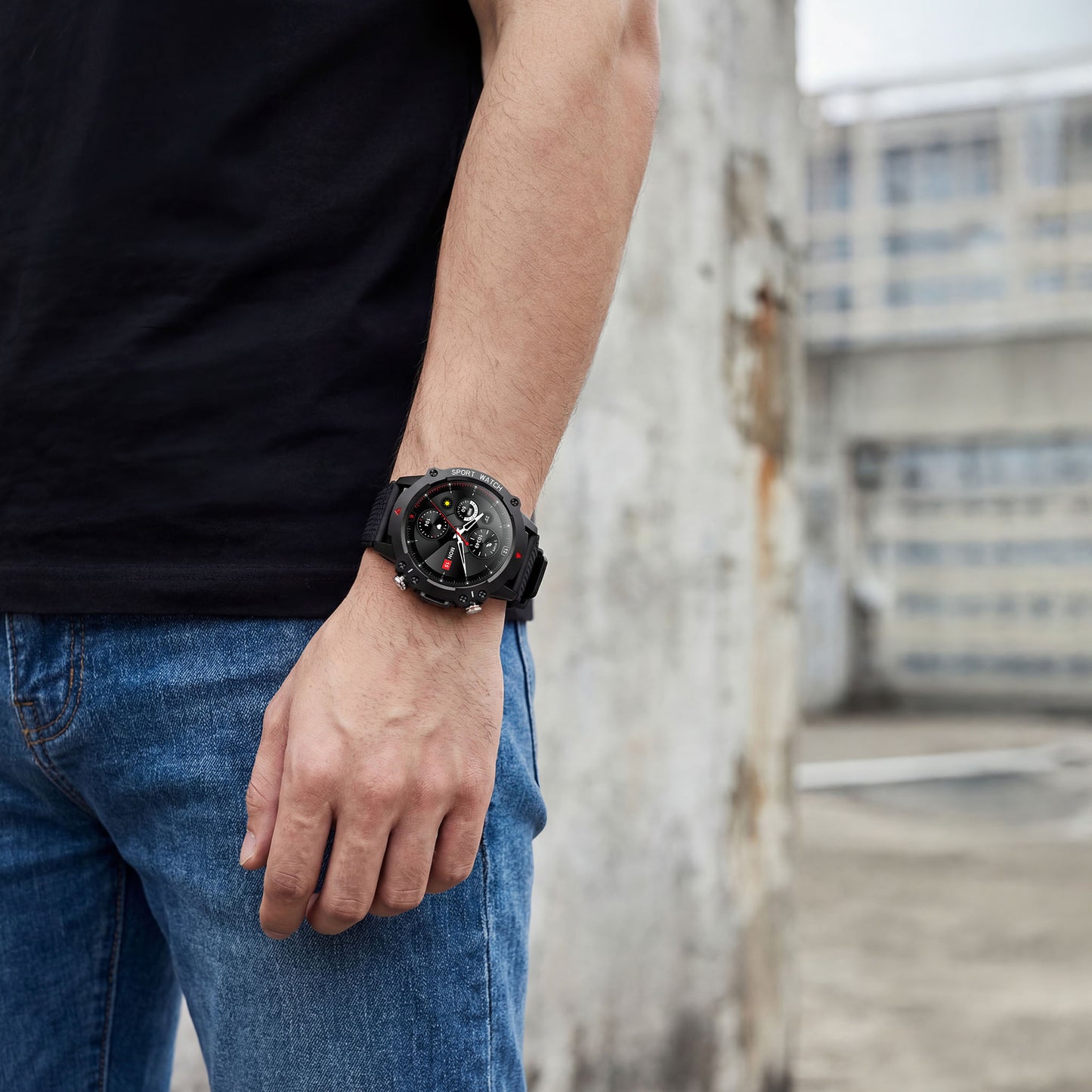 S-HERO SMART WATCH BLACK WRIST VIEW 1