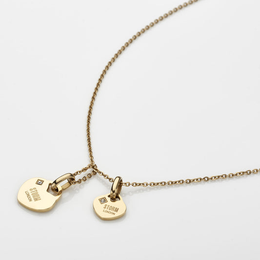 STORM DOUBLE HEART NECKLACE GOLD