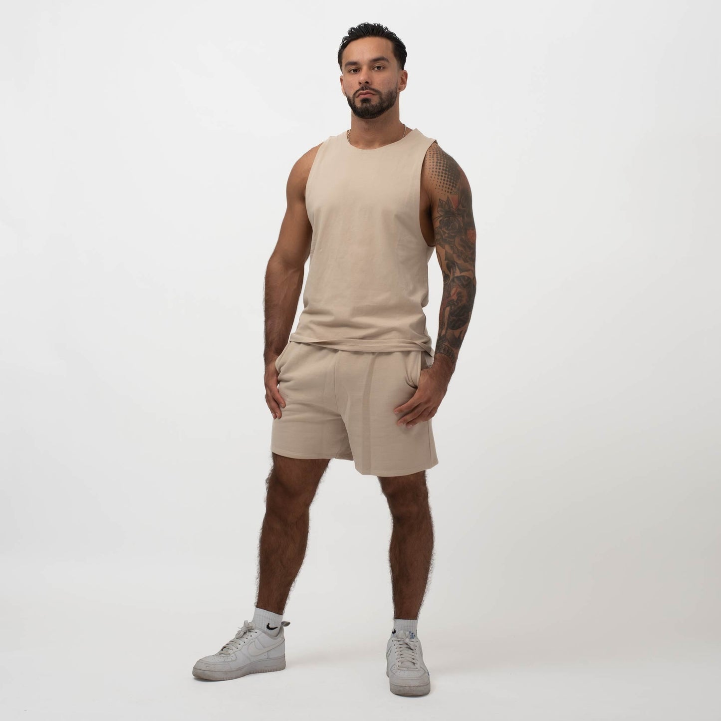 ESSENTIAL 5" SWEAT SHORTS SAND